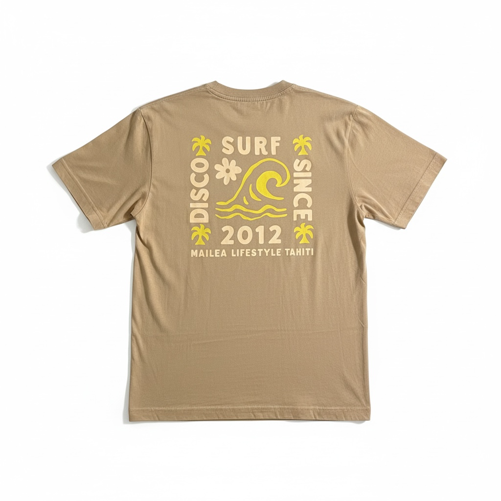 T-Shirt Adulte - Disco Surf (Marron café)