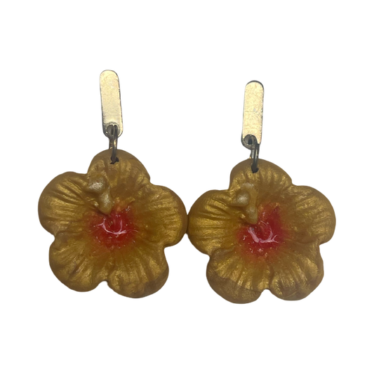 Pendante Baby Hibiscus - Moutarde doré coeur Rouge  250626